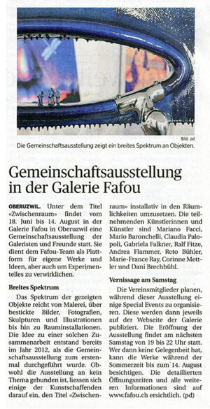 Wiler Zeitung / Gemeinschaftsausstellung in der Galerie Fafou