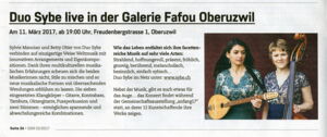DZMagazin / Duo Sybe live in der Galerie Fafou