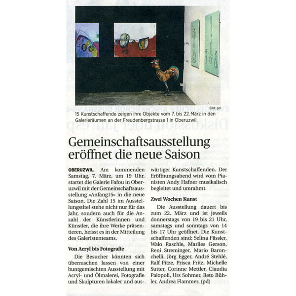 Wiler Zeitung / Gemeinschaftsausstellung eröffnet die neue Saison