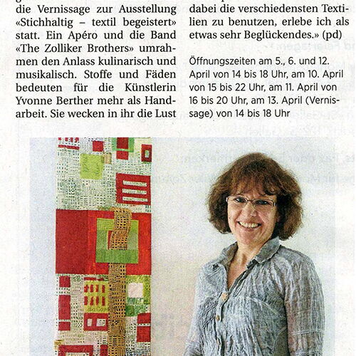 Wiler Zeitung / Stichhaltige Vernissage in der Galerie Fafou