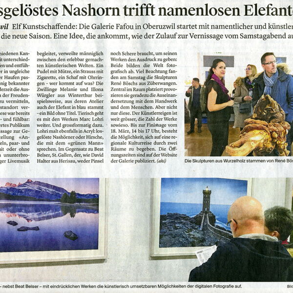 Wiler Zeitung / Losgelöstes Nashorn trifft namenlosen Elefanten