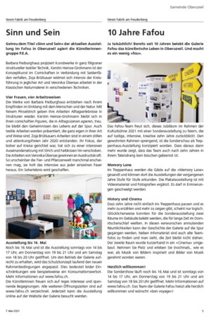 Mitteilungsblatt Oberuzwil / Sinn und Sein - 10 Jahre Fafou