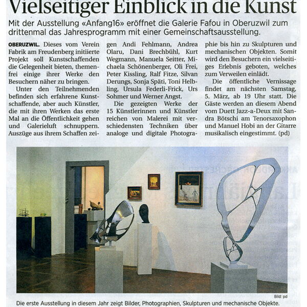 Wiler Zeitung / Vielseitiger Einblick in die Kunst