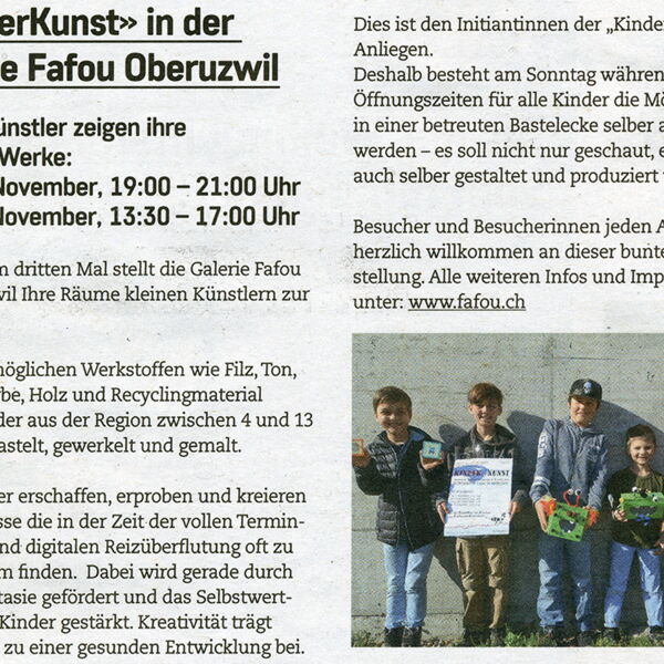 DZMagazin / KinderKunst in der Galerie Fafou Oberuzwil