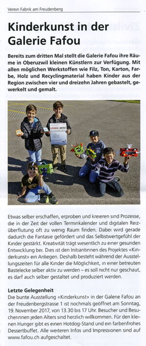 Mitteilungsblatt Oberuzwil / Kinderkunst in der Galerie Fafou