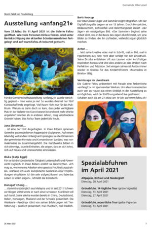 Mitteilungsblatt Oberuzwil / Ausstellung «anfang21»